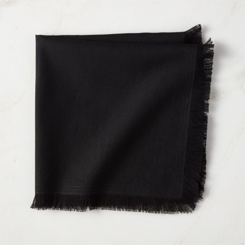 Yico Black Organic Cotton Fringe Napkin - image 0 of 7