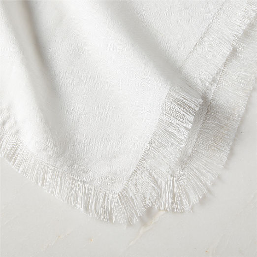 Yico White Organic Cotton Fringe Napkin