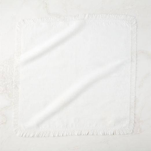 Yico White Organic Cotton Fringe Napkin