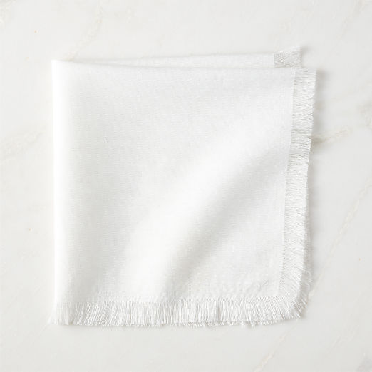 Yico White Organic Cotton Fringe Napkin