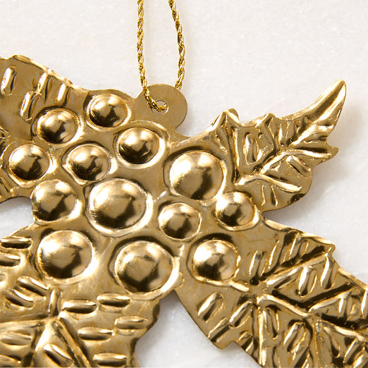 Yuletide Revelry Brass Holly Icon Gift Tie on