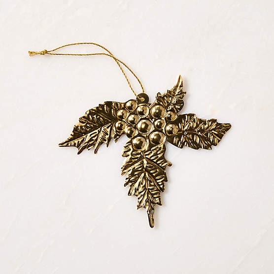 Yuletide Revelry Brass Holly Icon Gift Tie on