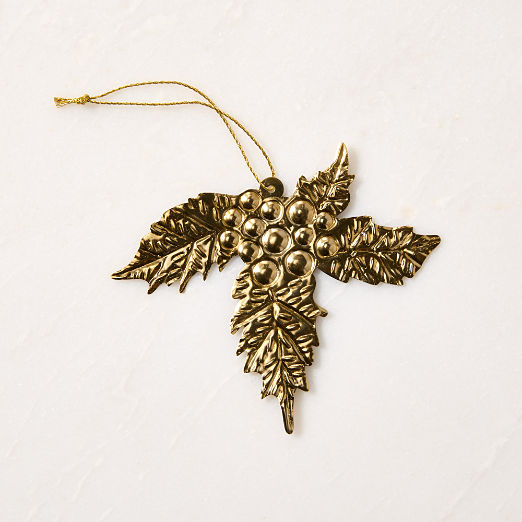 Yuletide Revelry Brass Holly Icon Gift Tie on
