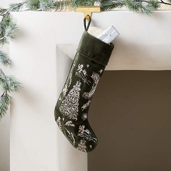 Yuletide Revelry Green Icon Christmas Stocking