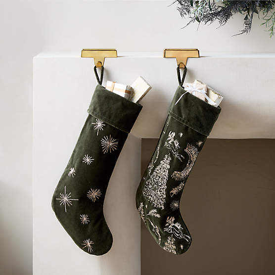 Yuletide Revelry Green Christmas Stocking Set of 2