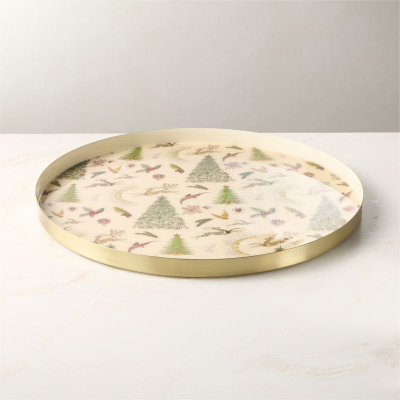 Yuletide Revelry Round Enamel And Stainless Steel Serving Tray - image 2 of 3
