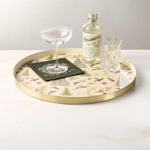 Yuletide Revelry Round Enamel And Stainless Steel Serving Tray
