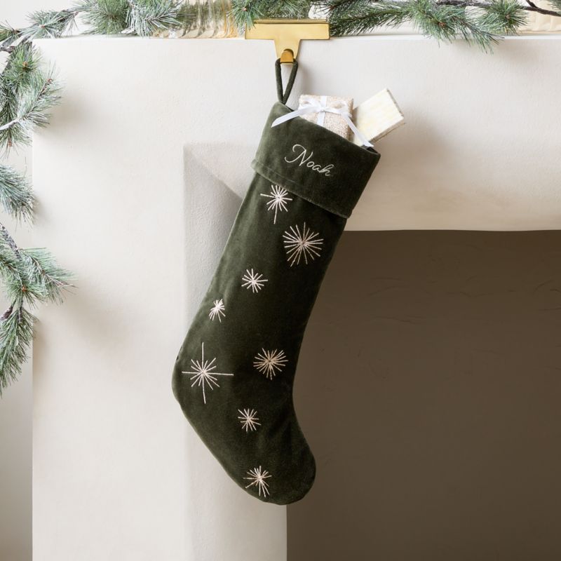 Yuletide Revelry Green Velvet Star Christmas Stocking - image 3 of 4