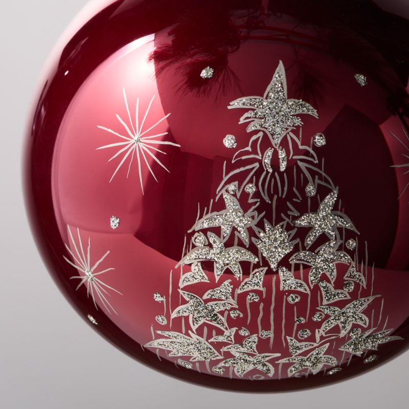 Yuletide Revelry Round Hand Painted Red Glass Christmas Tree Ornament 4" - image 2 of 3