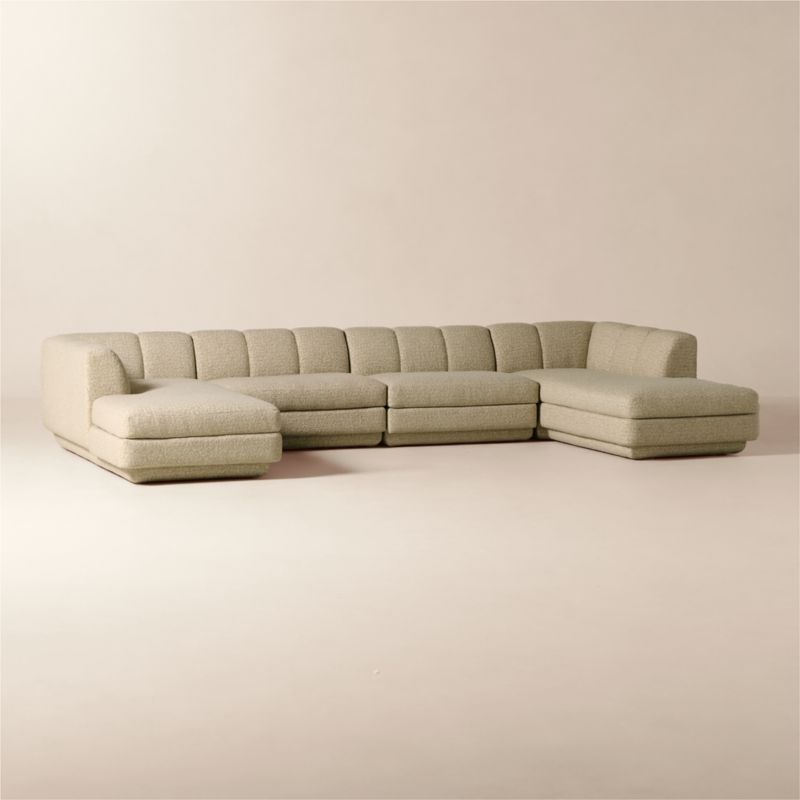 Yarrow 4-Piece U-Shaped Sectional Sofa Curious Linen - image 3 of 8