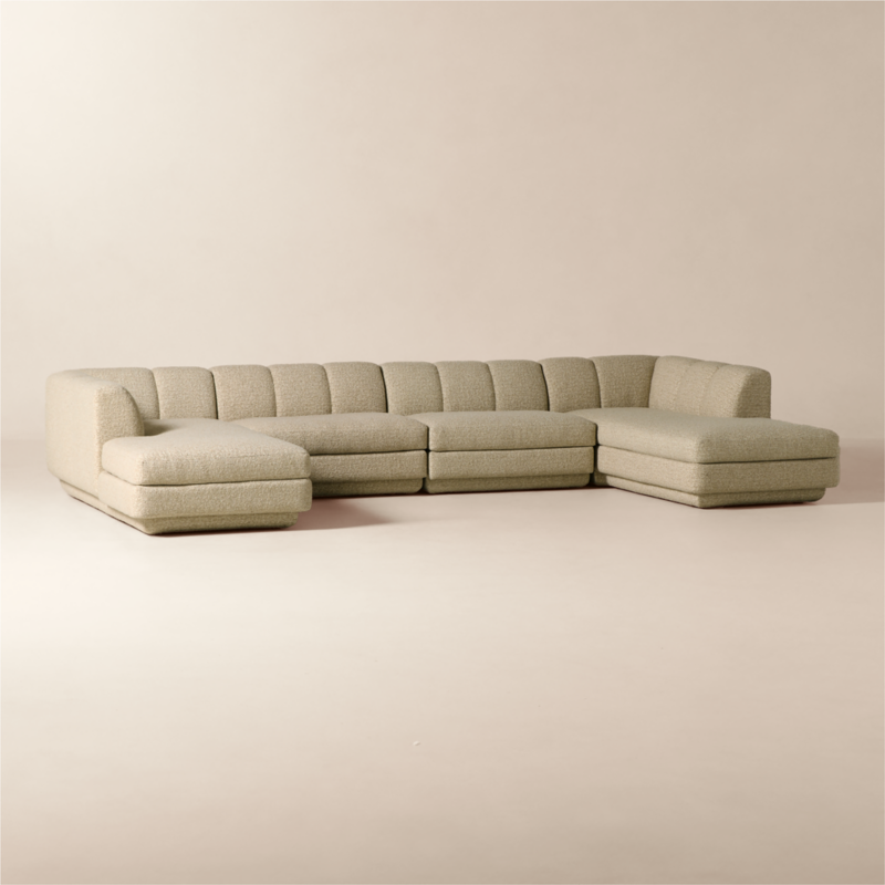 Yarrow 4-Piece U-Shaped Camel Woven Fabric Sectional Sofa - image 5 of 13