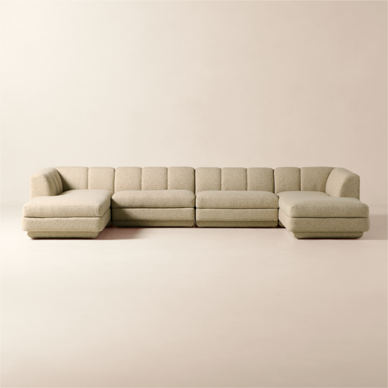Yarrow 4-Piece U-Shaped Camel Woven Fabric Sectional Sofa - image 0 of 13