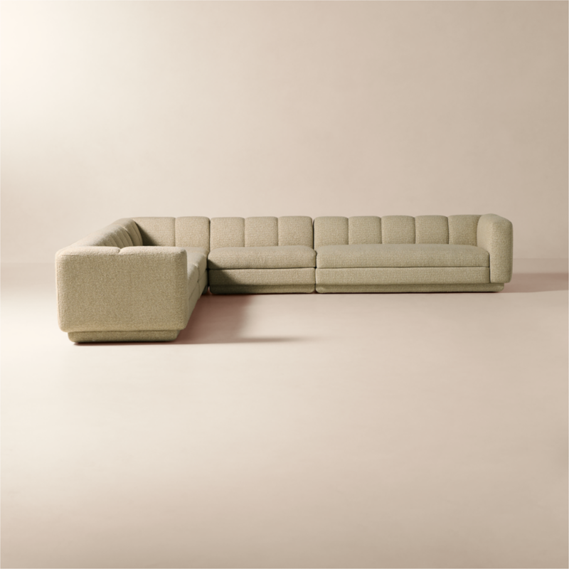 Yarrow 5-Piece L-Shaped Camel Woven Fabric Sectional Sofa - image 6 of 13