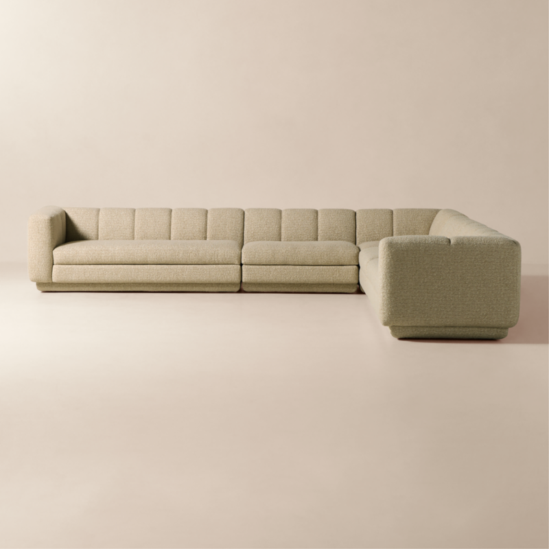 Yarrow 5-Piece L-Shaped Camel Woven Fabric Sectional Sofa - image 0 of 13