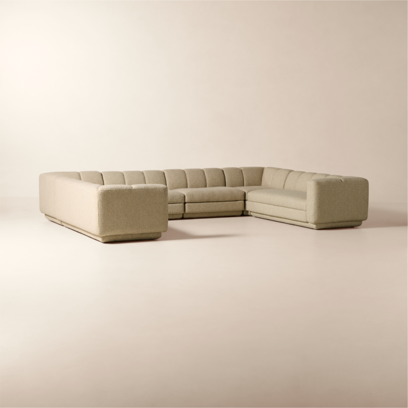 Yarrow 6-Piece U-Shaped Camel Woven Fabric Sectional Sofa - image 5 of 13