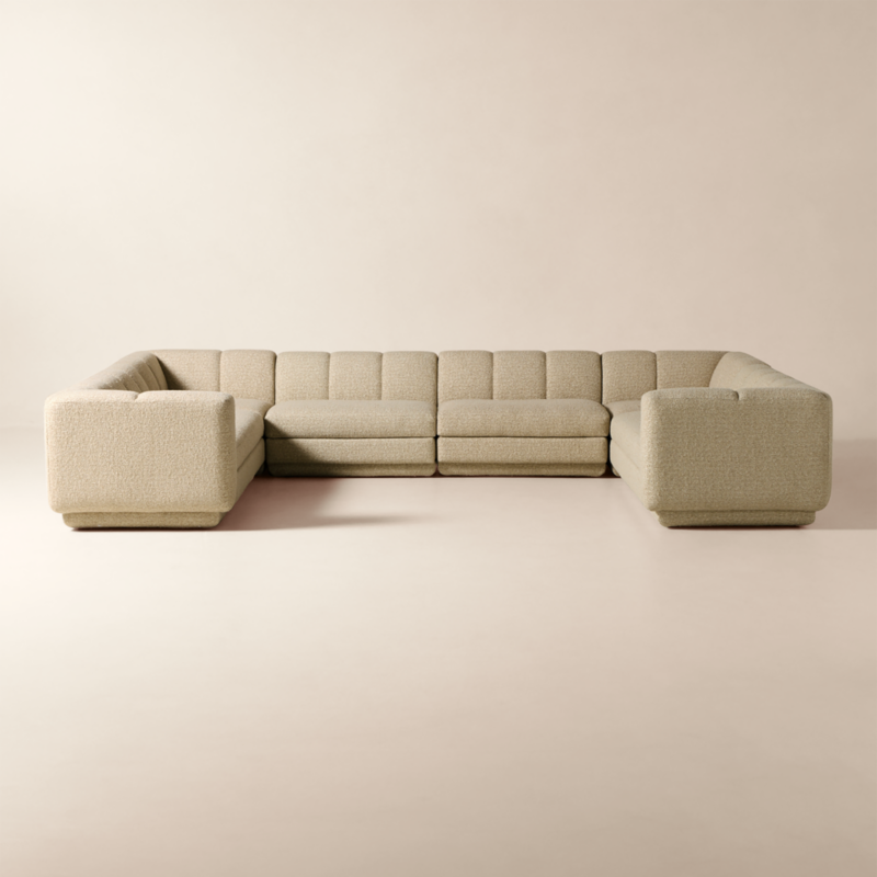 Yarrow 6-Piece U-Shaped Camel Woven Fabric Sectional Sofa - image 0 of 13