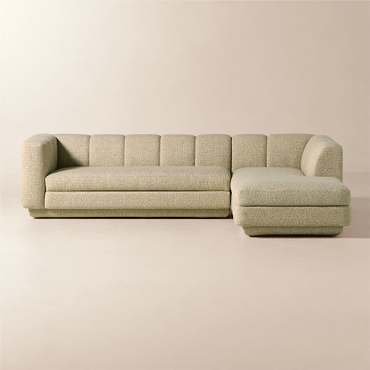 Yarrow 2-Piece L-Shaped Camel Woven Fabric Sectional Sofa with Right-Arm Chaise