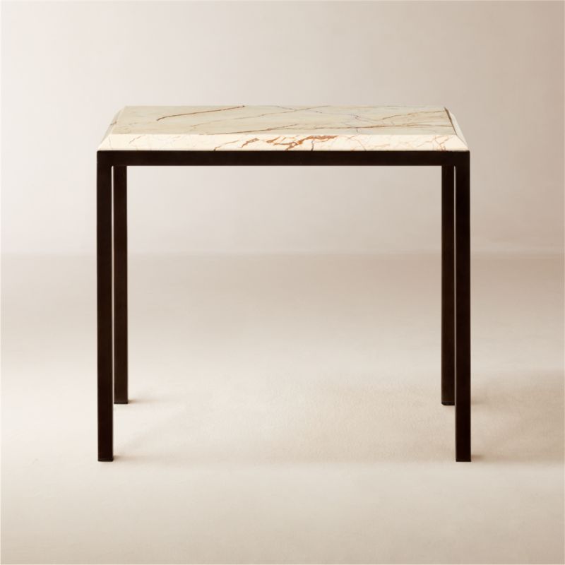 Zaccardi Ivory Marble Side Table - image 0 of 9