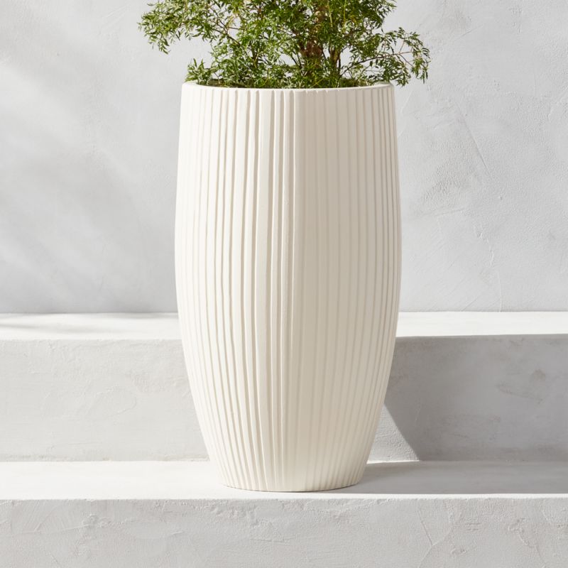 View Zadie White Resin Indoor/Outdoor Planter Medium details