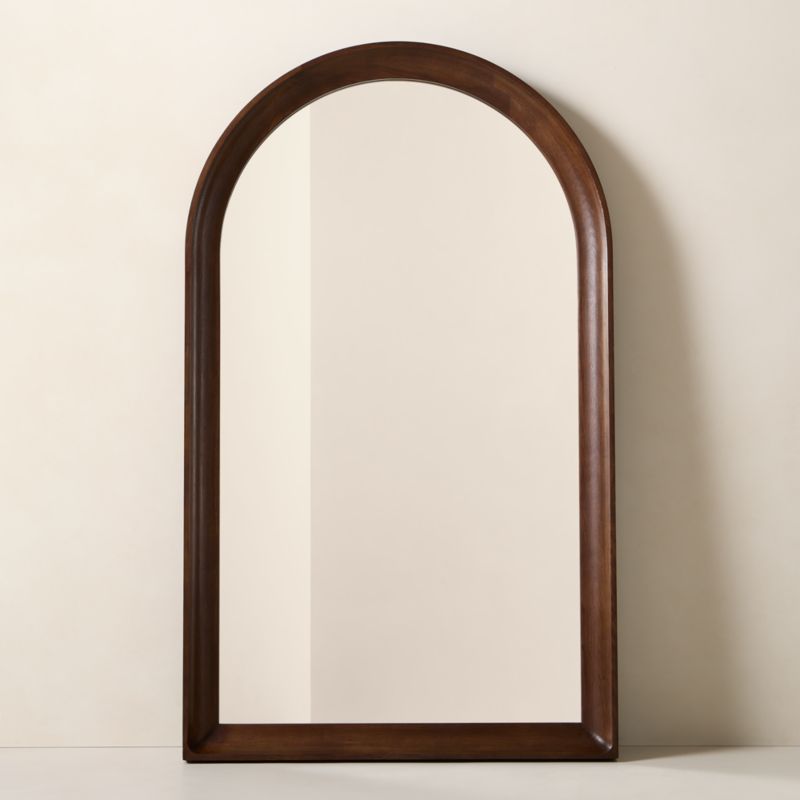 View Zaire Oak Wood Arched Full-Length Floor Mirror 43"x72" details