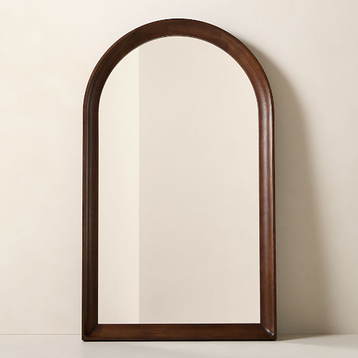 Zaire Oak Wood Arched Full-Length Floor Mirror 43"x72"