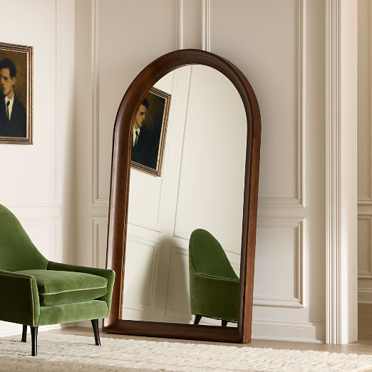 Zaire Oak Wood Arched Full-Length Floor Mirror 43"x72"