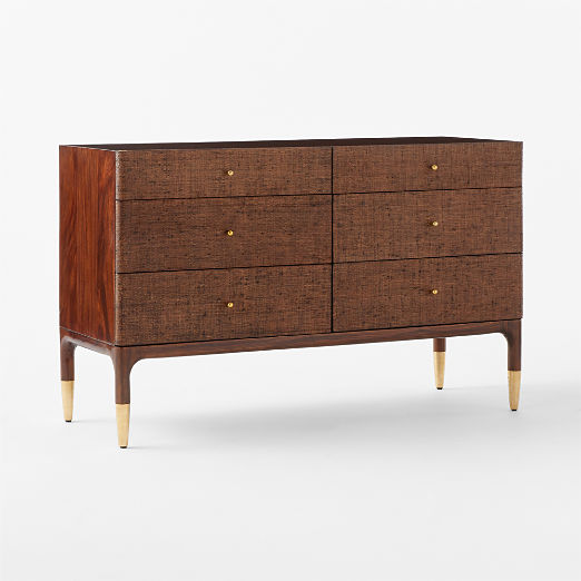 Zane 6-Drawer Woven Raffia Dresser