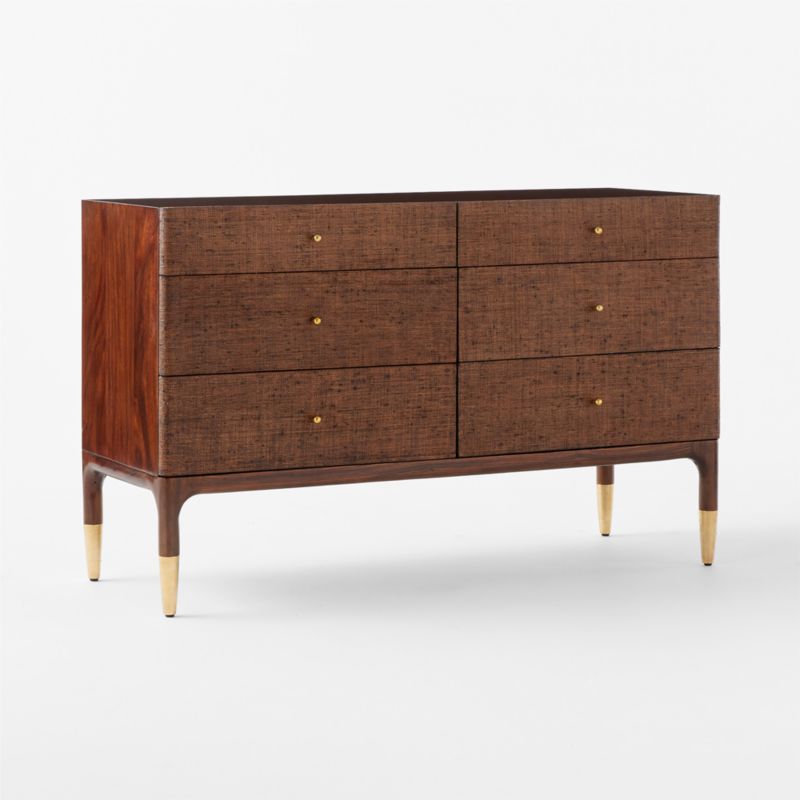 Zane 6-Drawer Woven Raffia Dresser