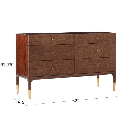 Zane 6-Drawer Woven Raffia Dresser