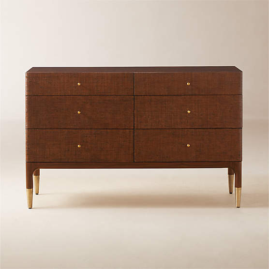 Zane 6-Drawer Woven Raffia Dresser