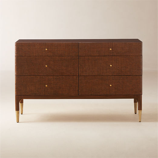 Zane 6-Drawer Woven Raffia Dresser