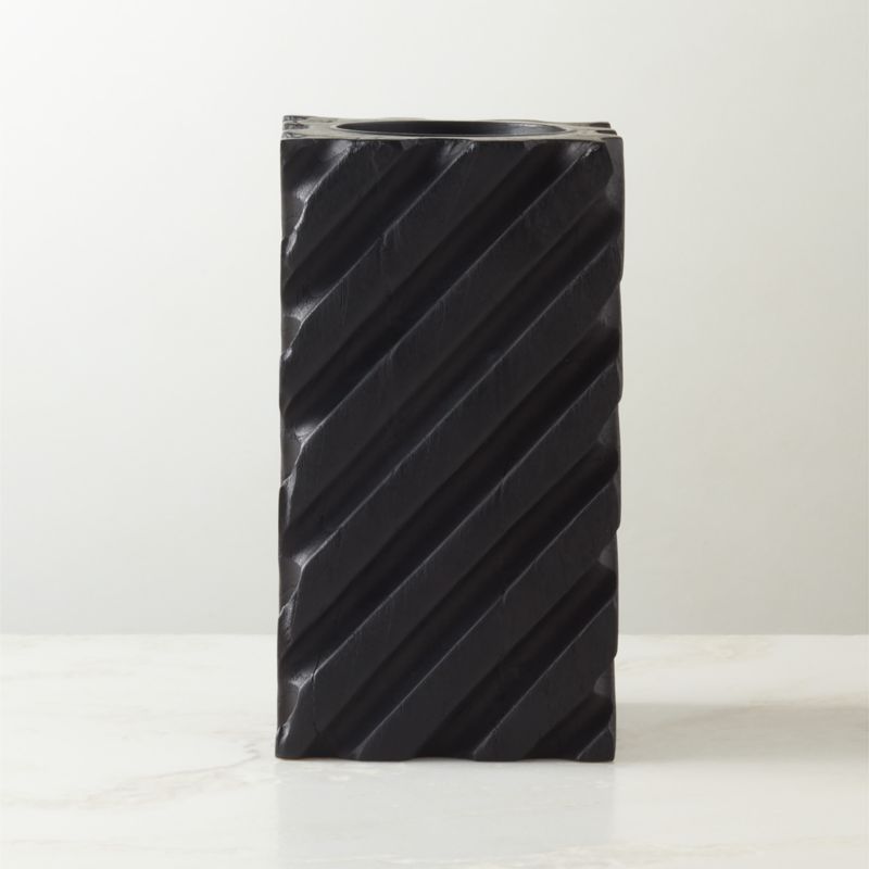 View Zeke Blackened Teak Pillar Candle Holder Large details