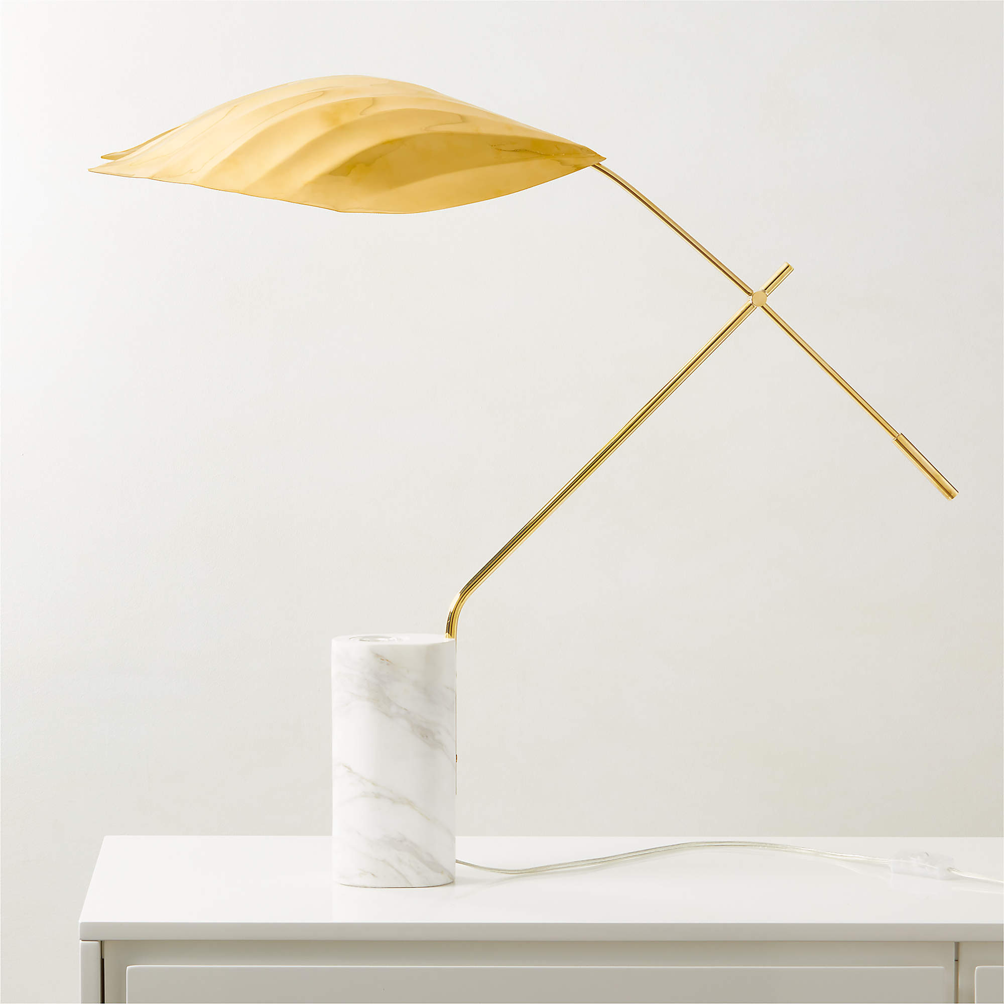 Zel Marble Table Lamp with Brass Shade CB2