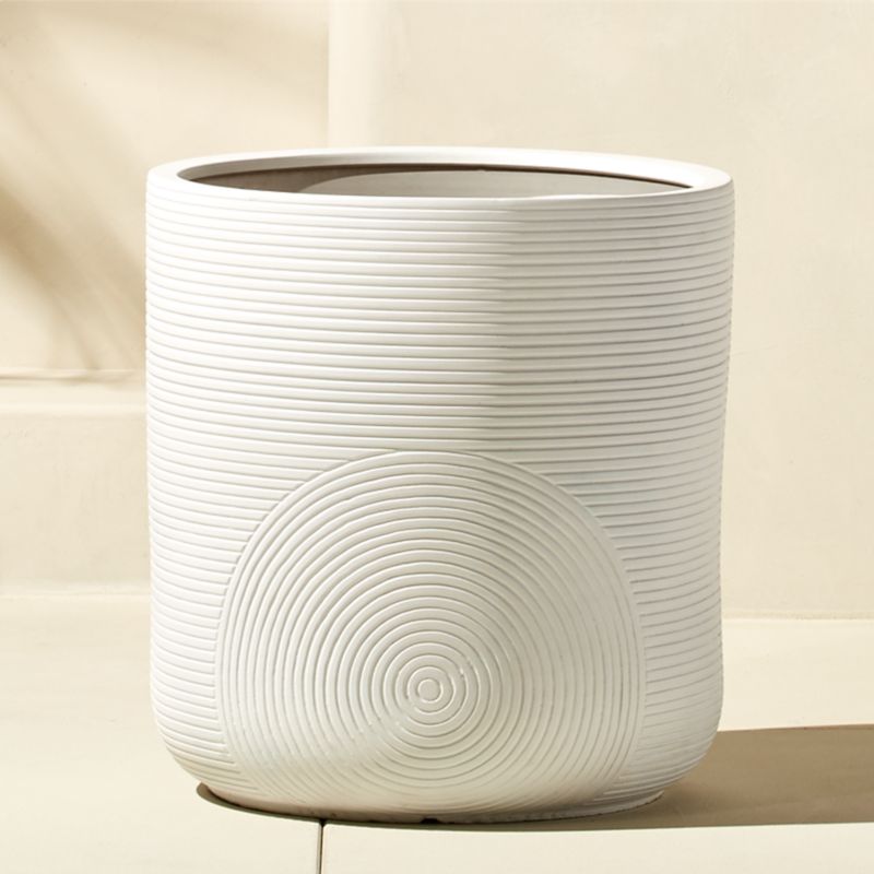 Zen Modern White Clay Outdoor Planter Reviews CB2   ZenPlanterLgWhiteSHS17