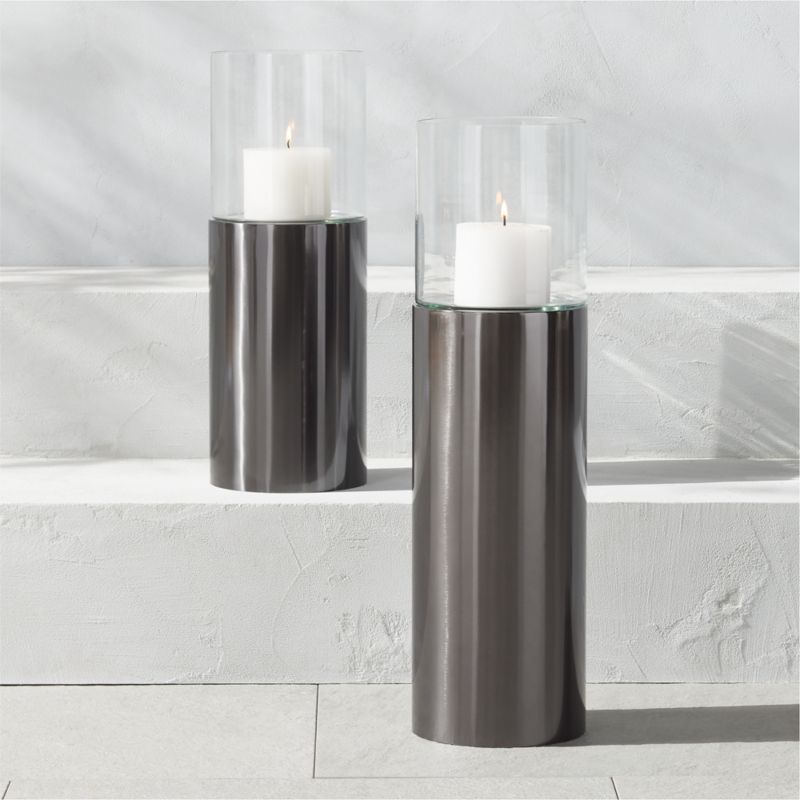 Zev Black Stainless Steel Hurricane Candle Holders CB2 Canada