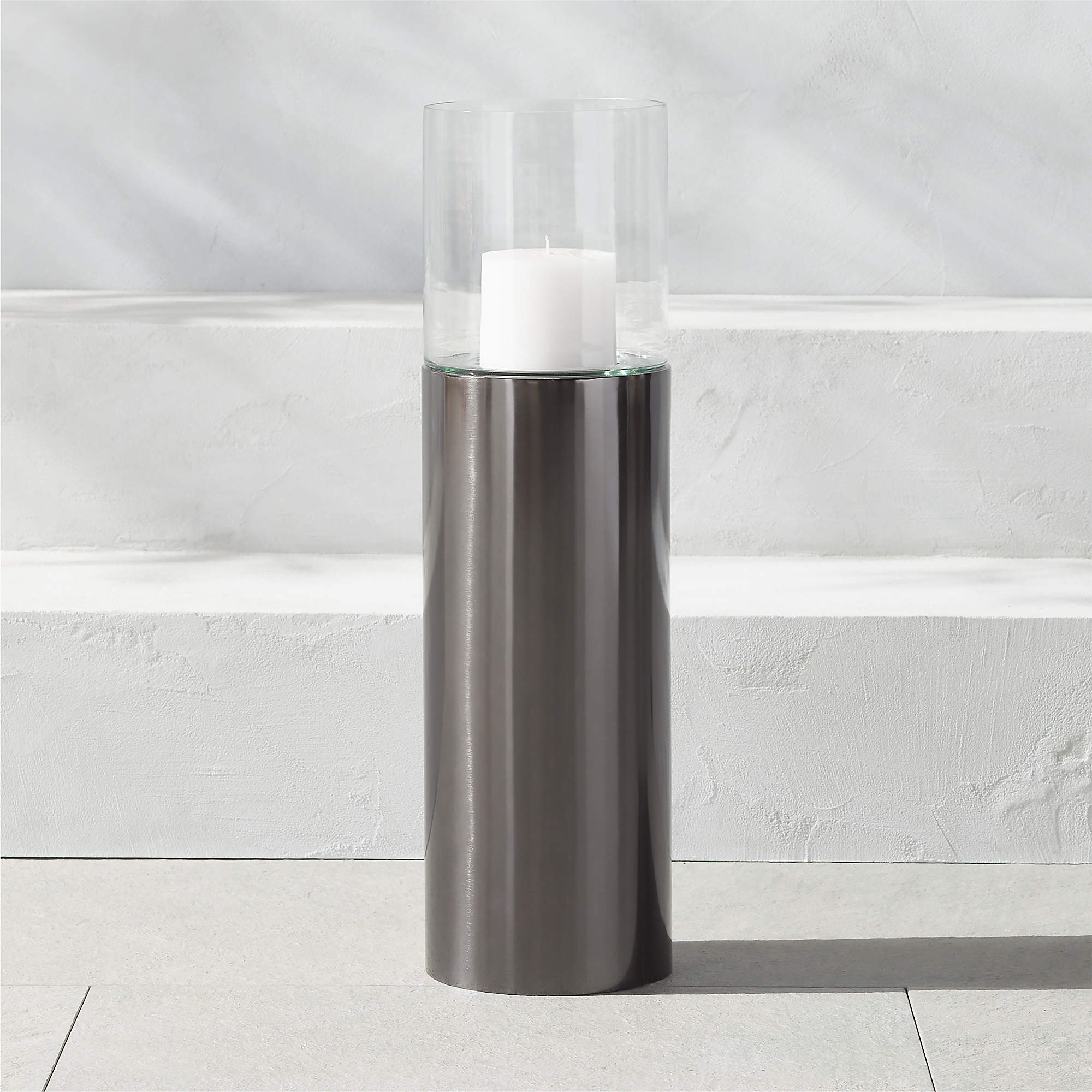 Zev Black Stainless Steel Hurricane Candle Holders CB2 Canada