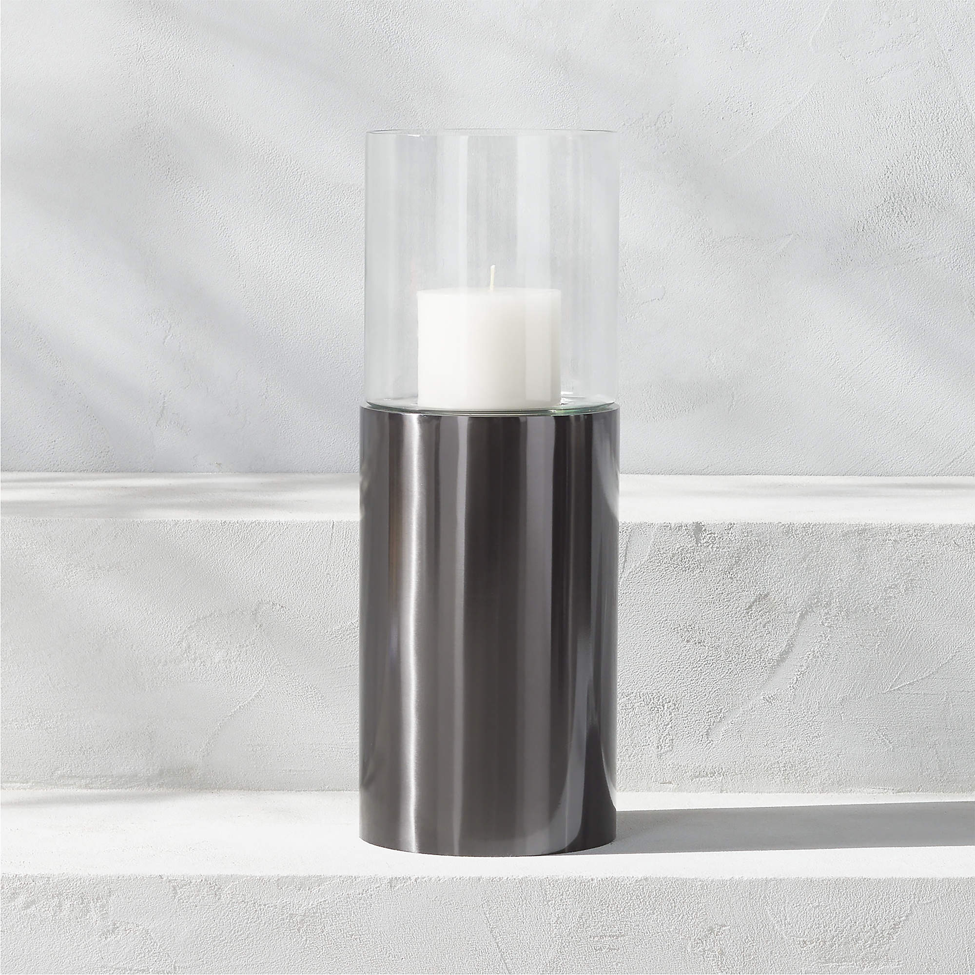 Zev Modern Black Metal Hurricane Candle Holder Small CB2