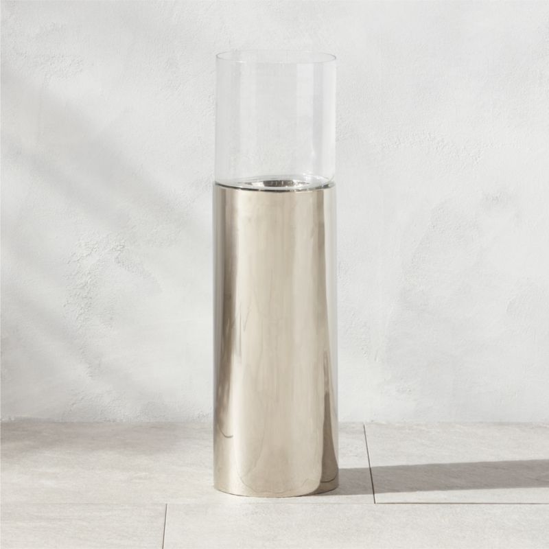 Zev Modern Glass Hurricane Candle Holder Large + Reviews | CB2