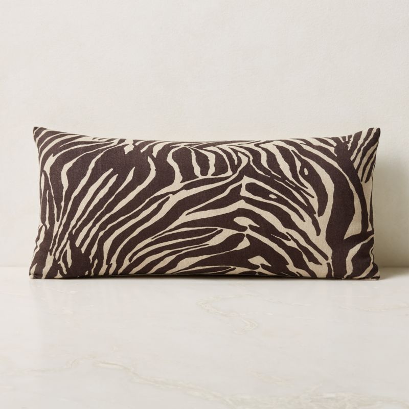 View Ziggy Zebra Print Throw Pillow with Down-Alternative Insert 23''x11'' details