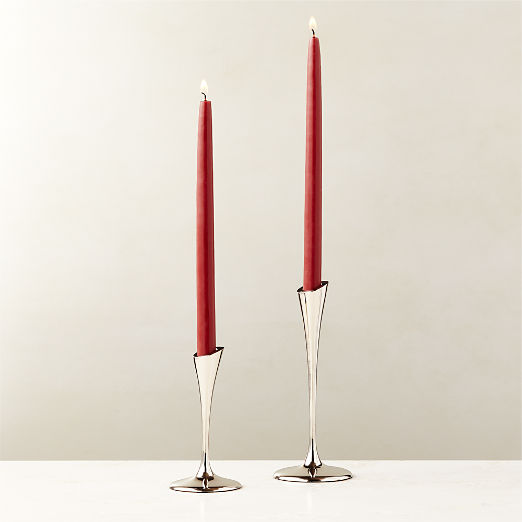 Zillon Nickel-Plated Brass Taper Candle Holders