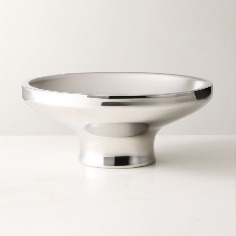 Zinnia Stainless Steel Pedestal Serving Bowl Large - image 2 of 4