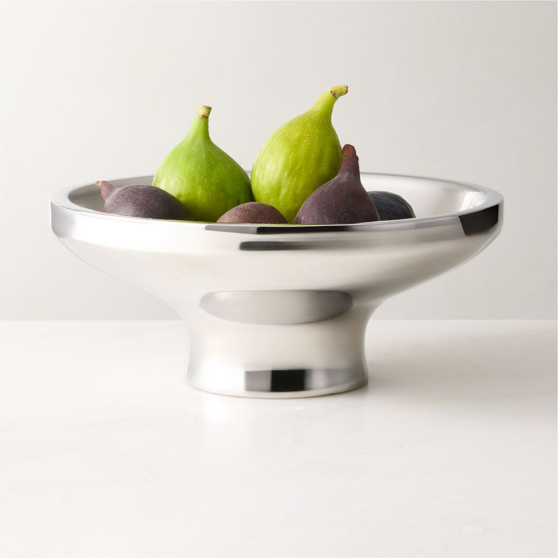 Zinnia Stainless Steel Pedestal Serving Bowls Set of 2 - image 3 of 4