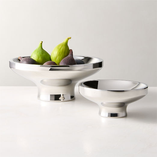 Zinnia Stainless Steel Pedestal Serving Bowls Set of 2
