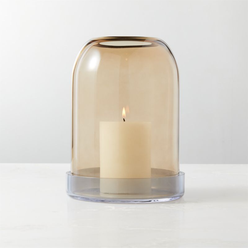 Zumel Round Two-Tone Glass Hurricane Candle Holder (Large)