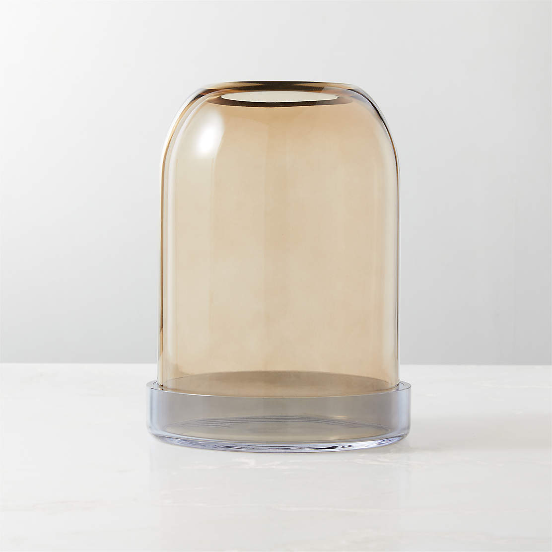 Zumel Round TwoTone Glass Hurricane Candle Holders Set of 2 CB2