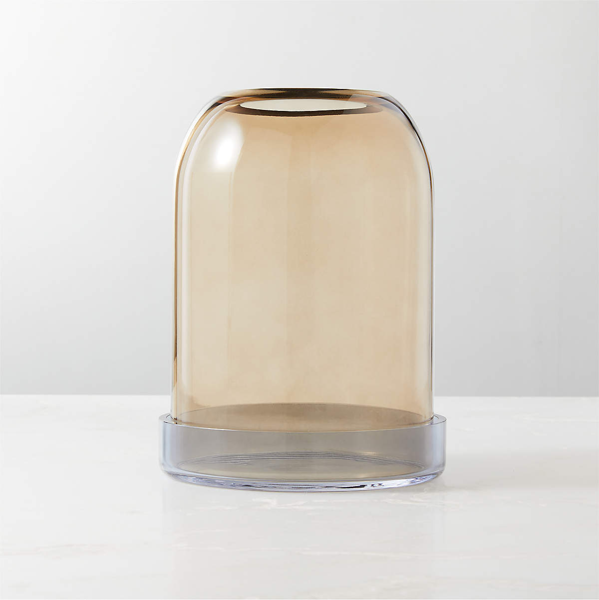 Zumel Round TwoTone Glass Hurricane Candle Holder Large + Reviews CB2