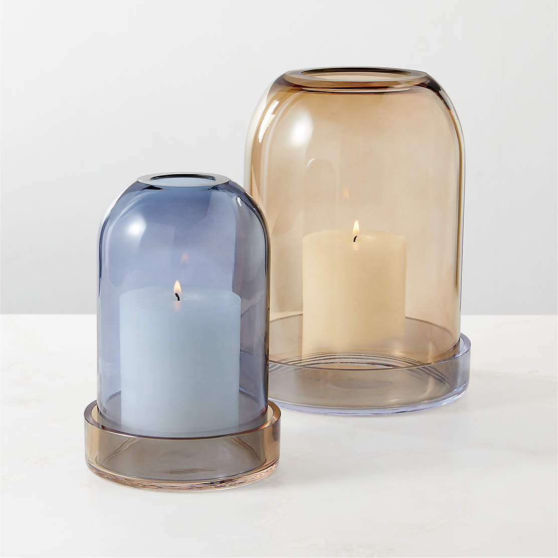 Ezra Blue Glass Votive Candle Holder + Reviews CB2 Canada