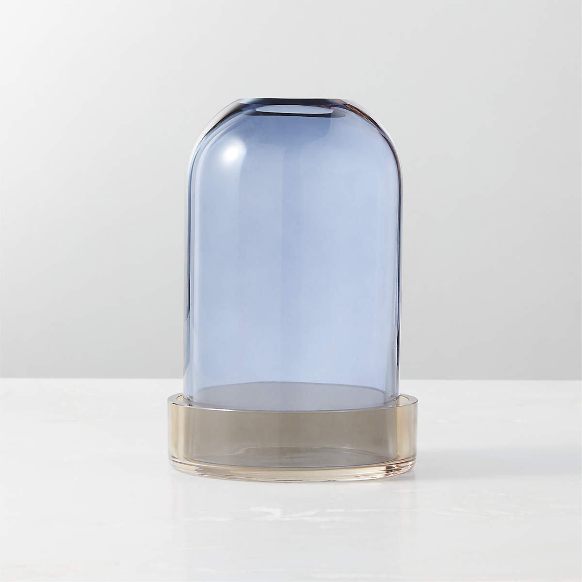 Zumel Round Two-Tone Glass Hurricane Candle Holder Small + Reviews | CB2