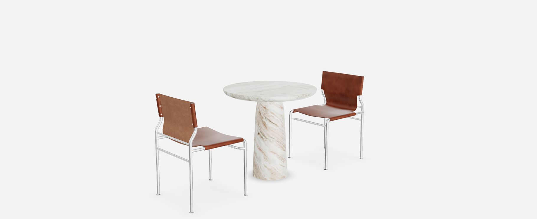 Babylon Table with Surf SLing Leather Dining Chairs