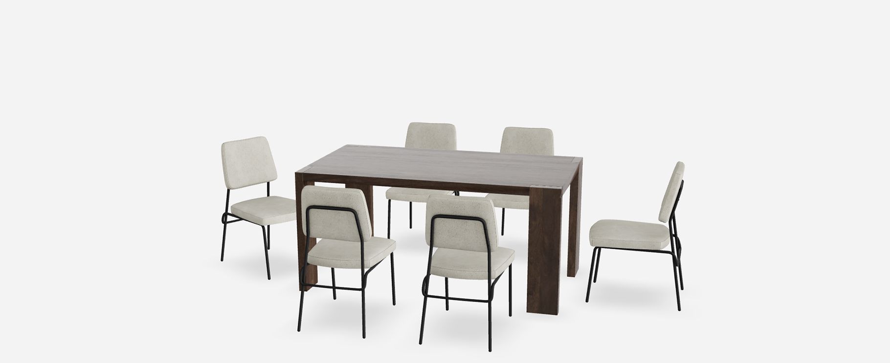 Blox Table with Laze White Upholstered Dining Chairs